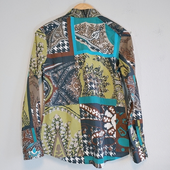 Etro Made in Italy Women's Long Sleeves Button Up Patchwork Print Blouse Sz 8 - Picture 8 of 10